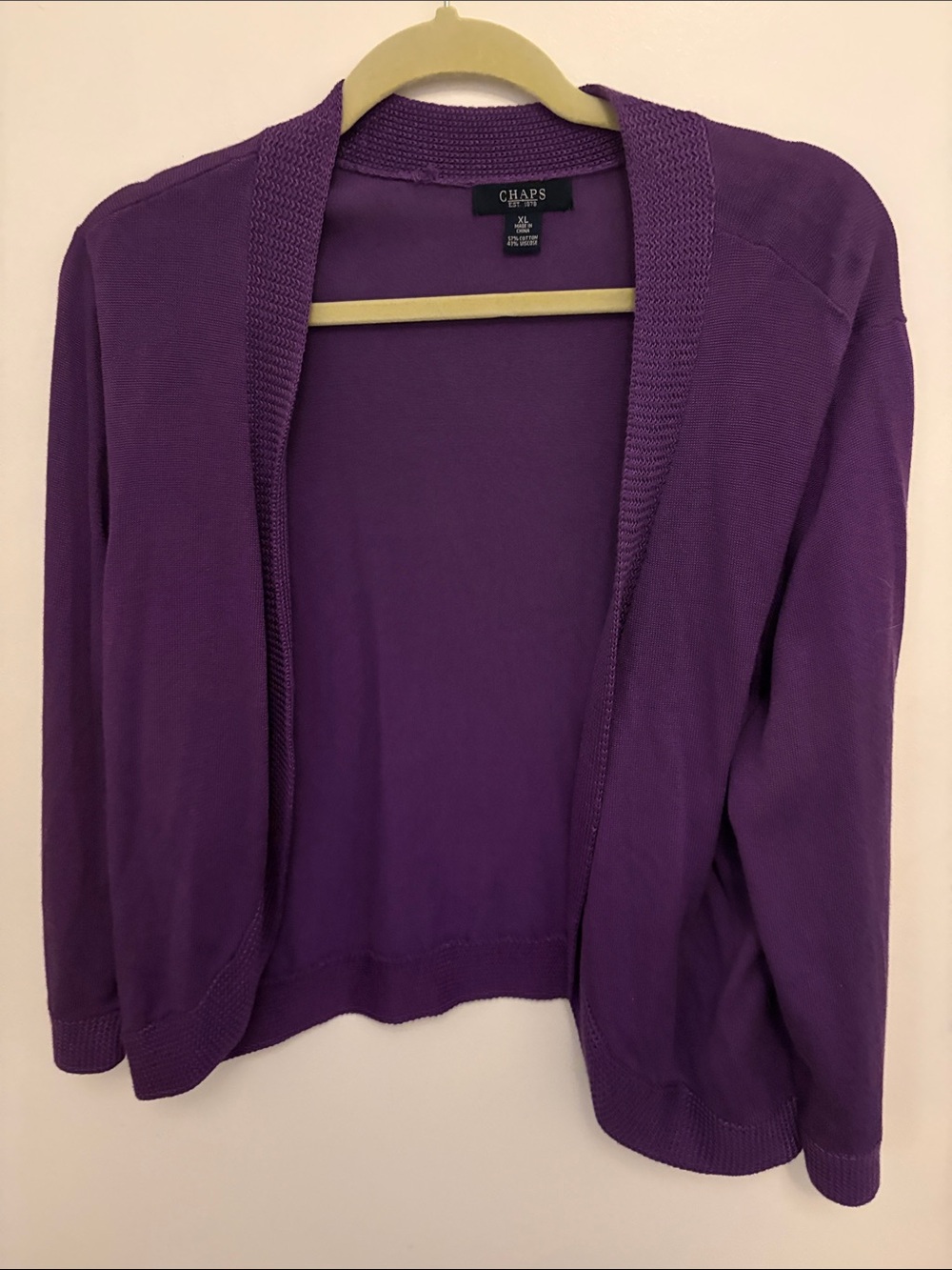 Chaps Purple Open-Front Knit Cardigan